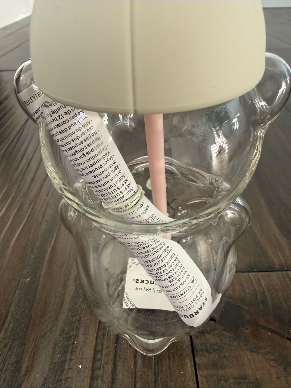 Starbucks Pink Glass Bear Drink with Strawberry Straw 2026 - Picture 3 of 6